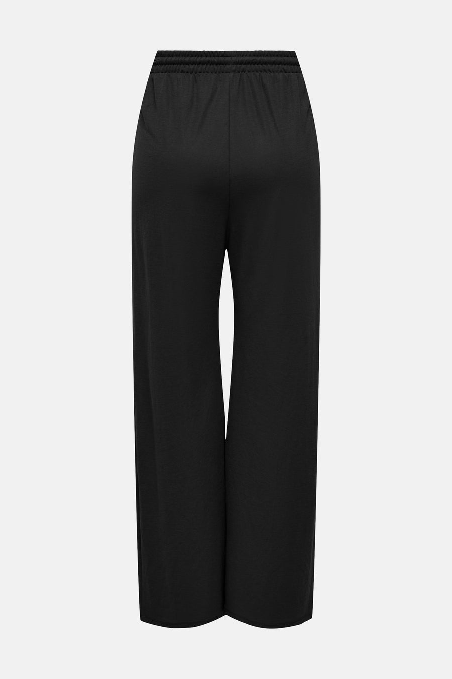 Pantalon noir de ONLY® avec des jambes larges et une ceinture élastique, vue arrière.