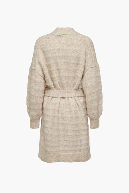Gilet beige de ONLY, avec ceinture et longues manches.