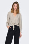 ONLSOPHIA L/S BUTTON KNOT TOP WVN