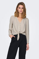 ONLSOPHIA L/S BUTTON KNOT TOP WVN