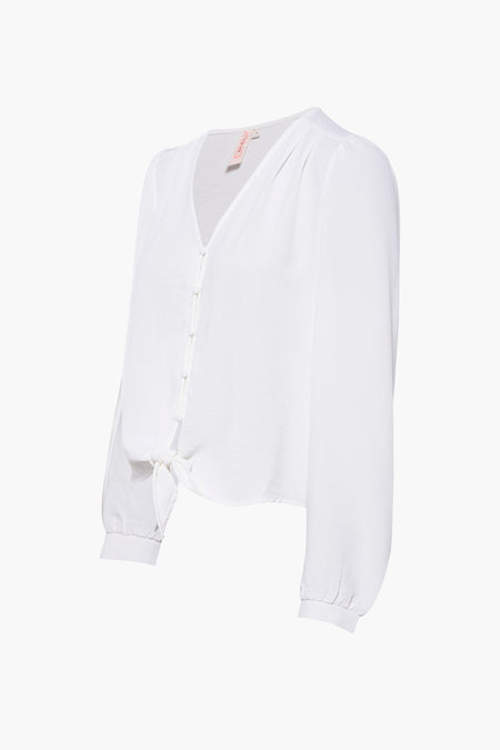 ONLSOPHIA L/S BUTTON KNOT TOP WVN