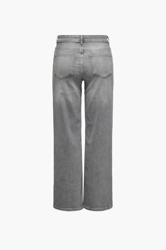 Lichtgrijze denim jeans wide van ONLY met zakken aan de achterkant.
