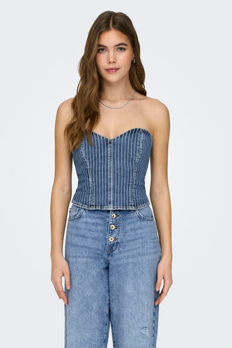 Dames tops blouse zonder mouw - light blue denim