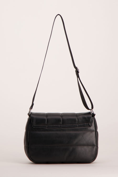 Sac bandoulière noir de ONLY® avec texture côtelée et longue bandoulière, vue de face