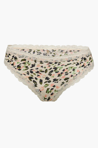 Slip beige à imprimé floral et dentelle de ONLY®, vue de face, tissu doux, détails élégants sur les bords