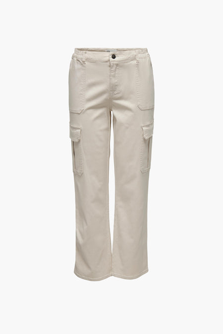 Pantalon cargo gris de JDY, vu de l'arrière avec des poches et une ceinture élastique.