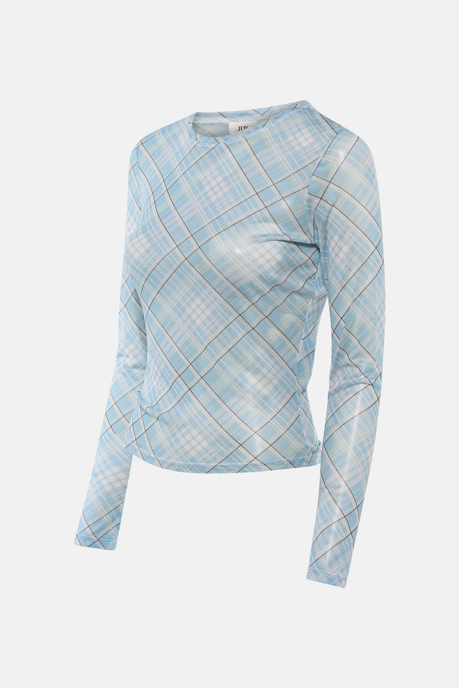 T-shirt bleu à manches longues de JDY, avec un motif rayé diagonal en bleu et blanc.