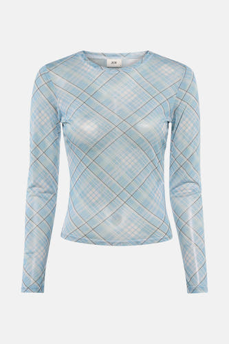 T-shirt bleu à manches longues de JDY, avec un motif rayé en bleu, blanc et noir.