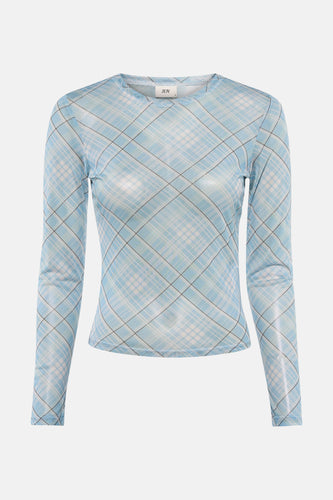 T-shirt bleu à manches longues de JDY, avec un motif rayé en bleu, blanc et noir.