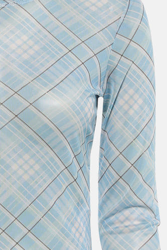 T-shirt bleu à manches longues de JDY, avec un motif rayé et un tissu transparent.