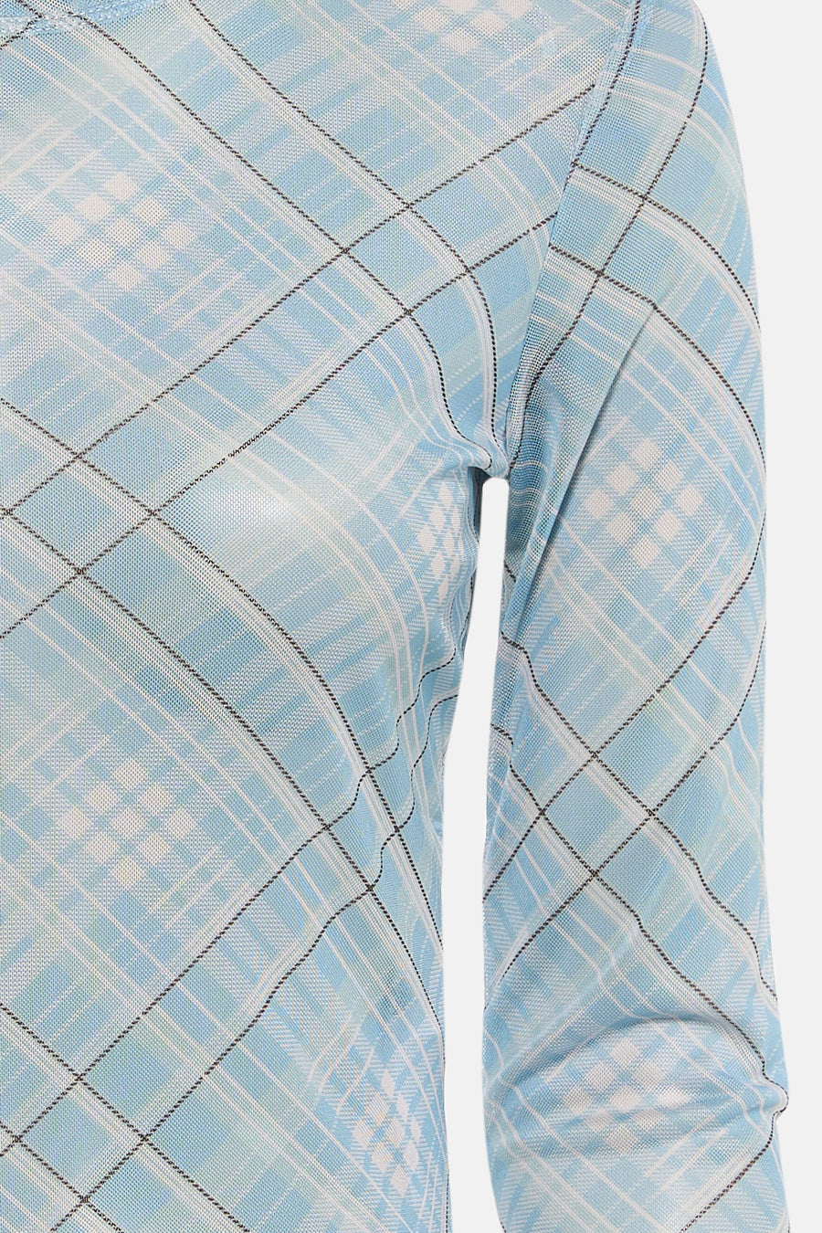 T-shirt bleu à manches longues de JDY, avec un motif rayé et un tissu transparent.