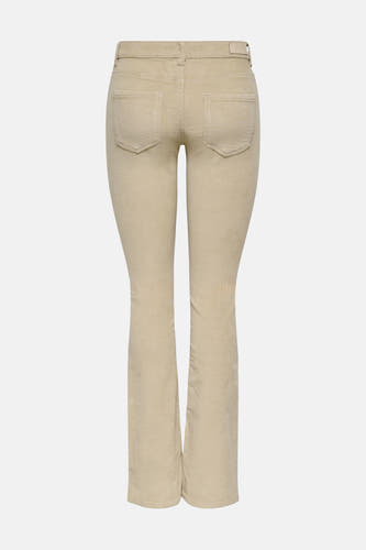 Pantalon beige de ONLY, avec texture en corduroy et poches sur l'arrière.