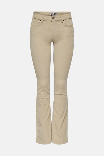 Pantalon beige de ONLY, avec une texture en côtes et un ourlet.