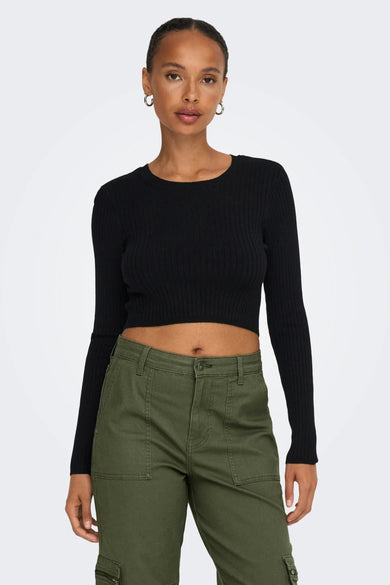 ONLKAROL LS CROP O-NECK KNT