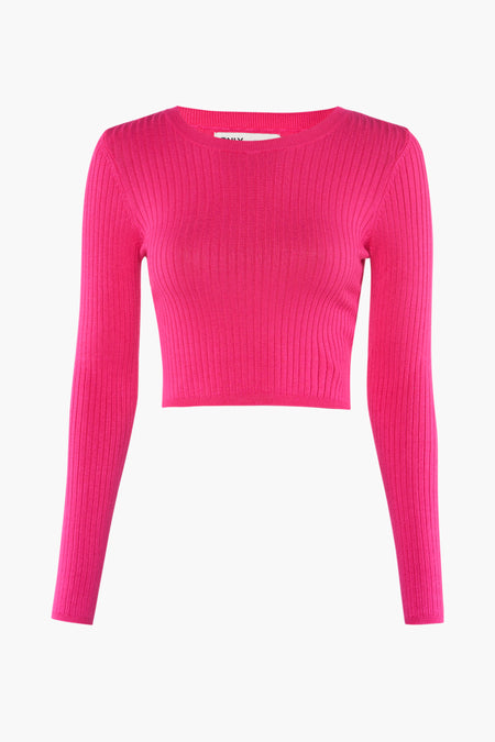 ONLKAROL LS CROP O-NECK KNT