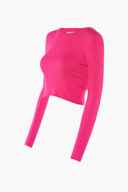 ONLKAROL LS CROP O-NECK KNT