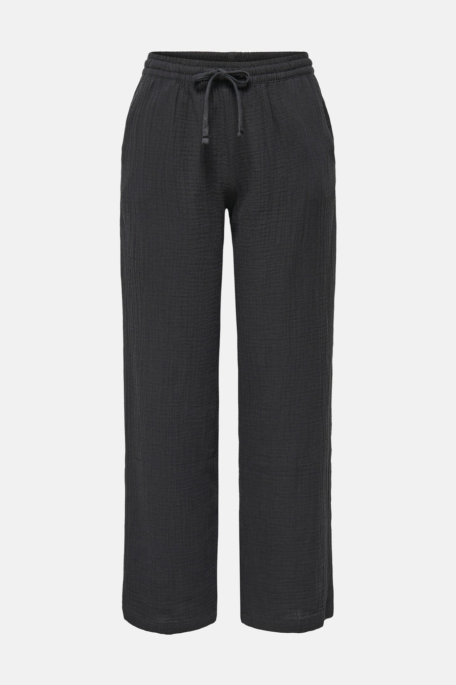 Pantalon noir de JDY, avec une coupe ample et une texture structurée.