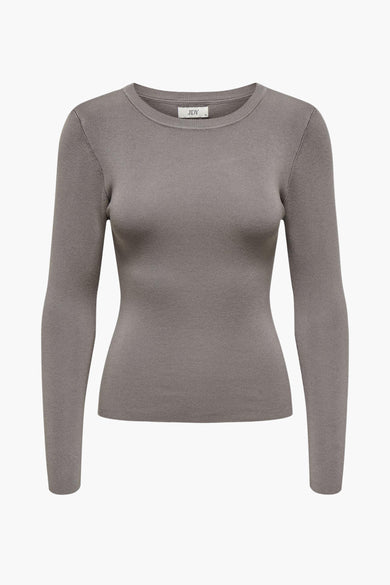 Sweat-shirt gris avec col rond de JDY, en fine structure côtelée.