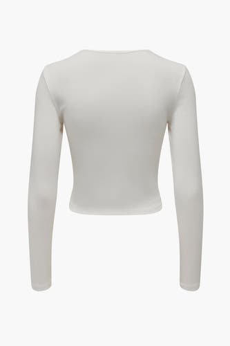 T-shirt blanc à manches longues d'ONLY, représenté sur un fond blanc.