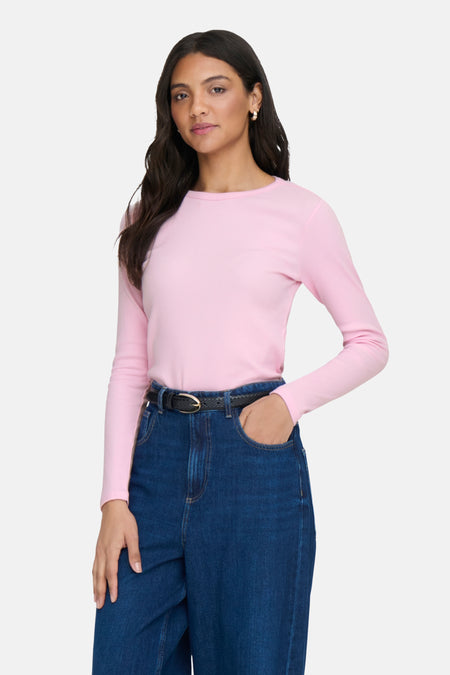 Top uni manche longue rose - JDY
