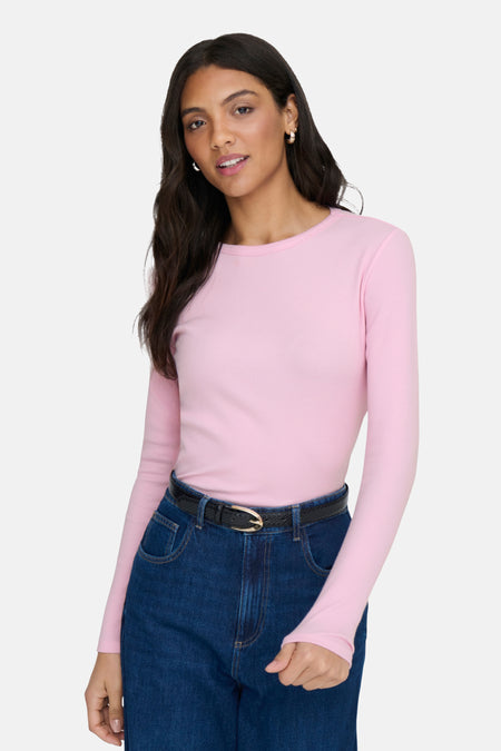 Top uni manche longue rose - JDY