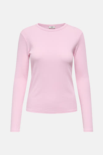 T-shirt rose à manches longues de JDY, avec une subtile texture côtelée sur un fond lisse.