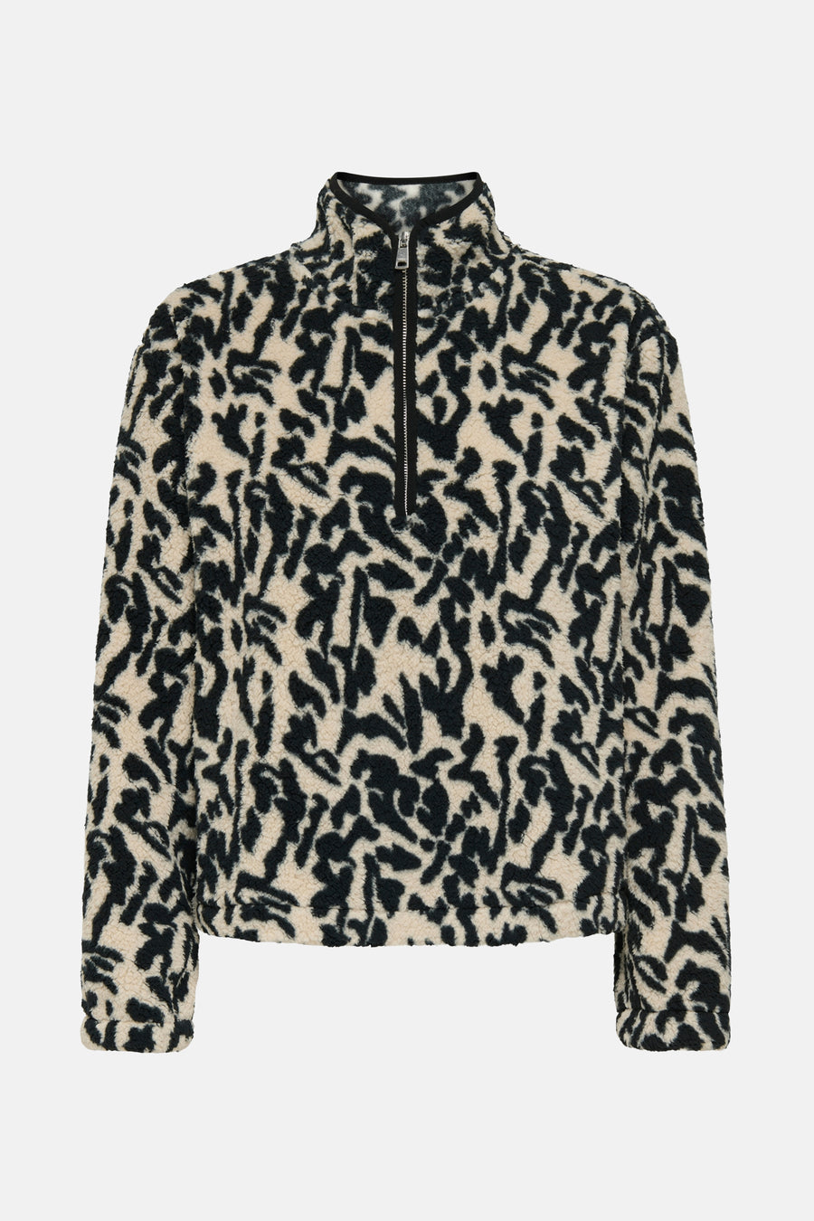 Gevlekte fleece trui met rits.
