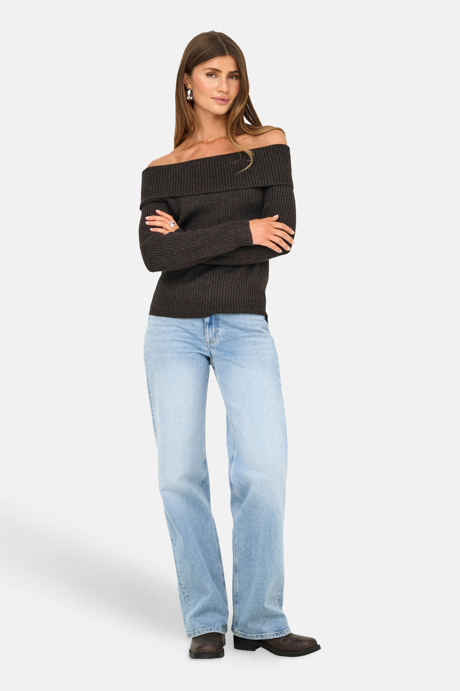 Pull (offshoulder) brun - ONLY®