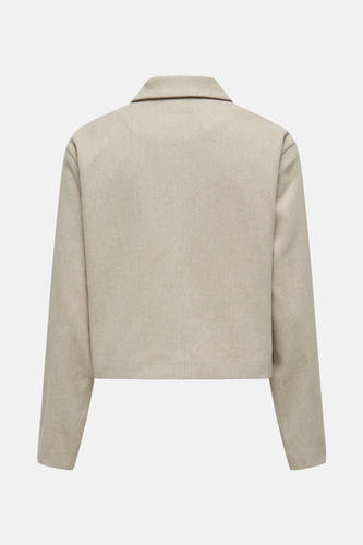 Manteau court beige de JDY, avec une impression sur le dos, des manches longues et un col classique.