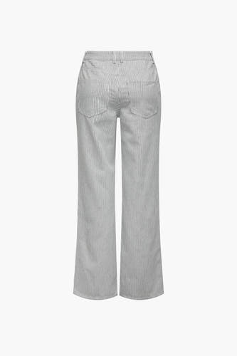 Wit gestreepte broek van ONLY, achteraanzicht.