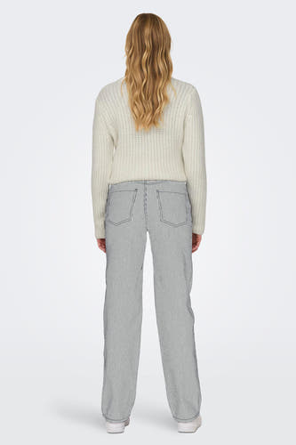 Pantalon blanc de ONLY, avec des rayures verticales et des poches arrière, à voir de derrière.