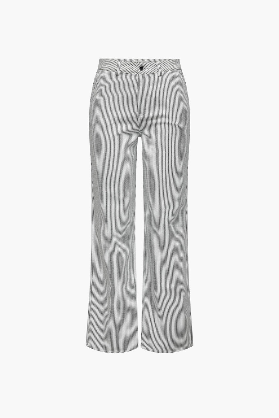 Pantalon blanc de ONLY, avec des rayures de craie verticales et des larges pinces.