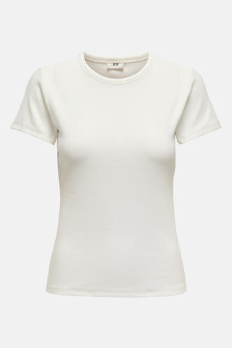 T-shirt blanc à manches courtes de JDY, avec une texture côtelée.