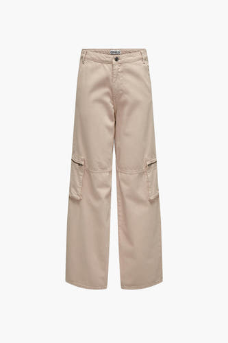 Pantalon cargo rose ONLY avec poches latérales dotées de fermetures éclair et une largeine large.