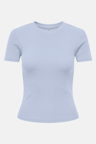 T-shirt bleu à manches courtes de ONLY, avec un col en côtes.