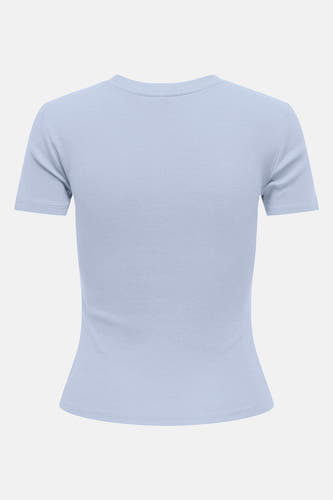 T-shirt bleu à manches courtes de ONLY, côtelé et avec une encolure ronde.