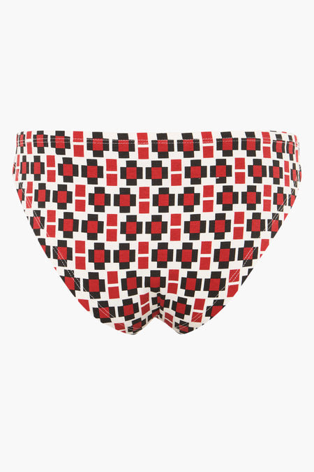 Slip multicolore avec motif géométrique rouge, noir et blanc, de ONLY®, vue de face, ceinture rayée