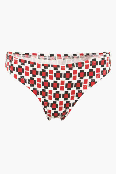 Slip multicolore à motif géométrique de ONLY®, base blanche avec carrés rouges et noirs, vue de face