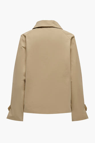 Manteau court beige de JDY, avec un col et des manches longues, dos.