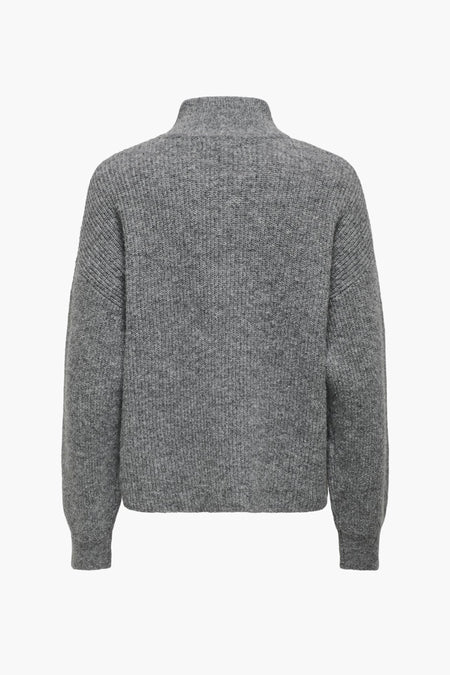 Gilet gris d'ONLY avec un col montant et une texture fine tricotée.