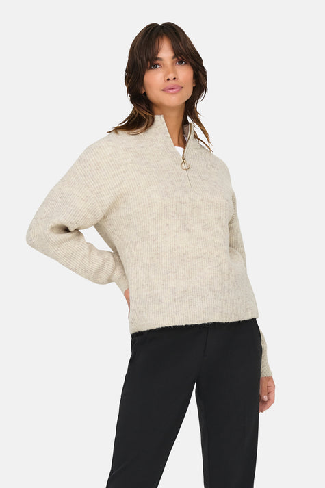 ONLTOKYO SOLID L/S ZIP PULLOVER KNT NOOS
