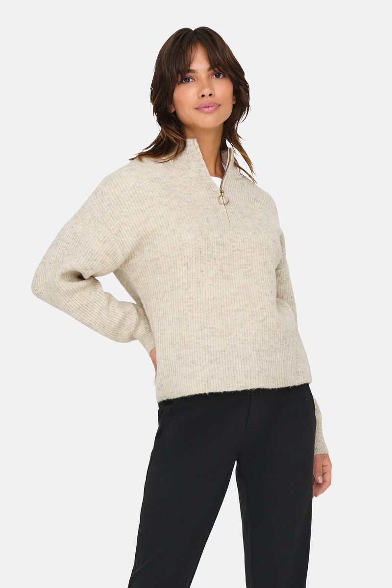 ONLTOKYO SOLID L/S ZIP PULLOVER KNT NOOS