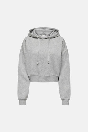 Sweat à capuche gris de ONLY, avec manches longues et cordons.