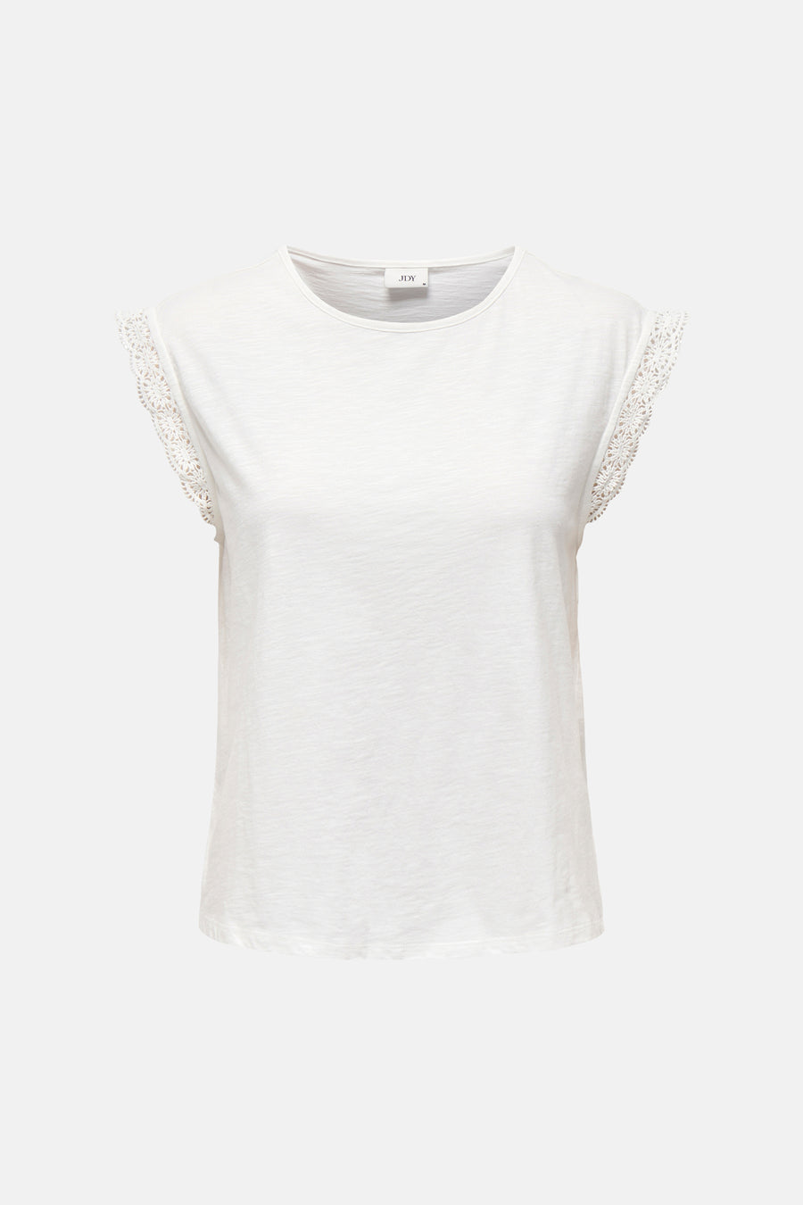 T-shirt blanc à manches courtes et bordures en dentelle de JDY.