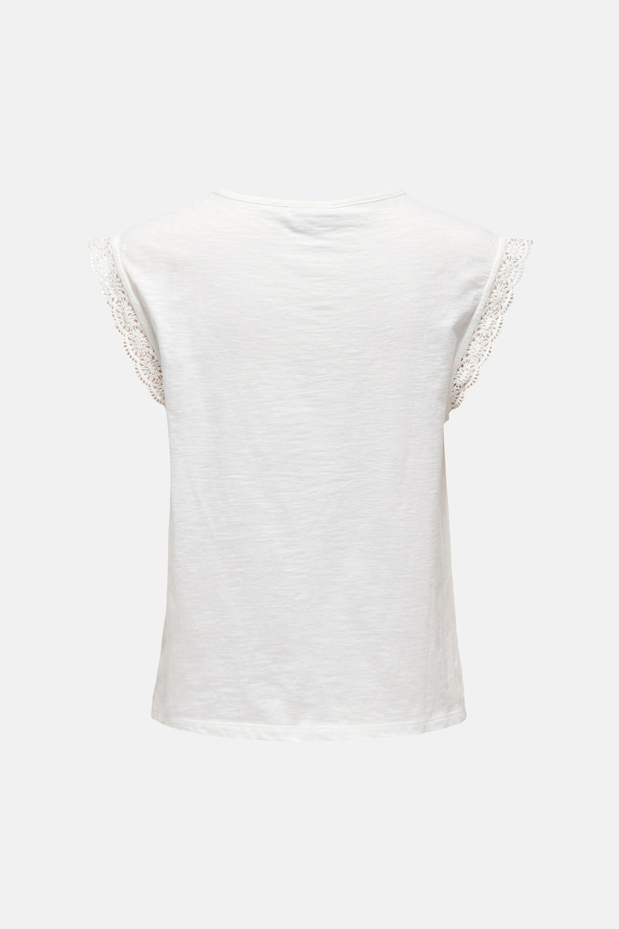 T-shirt blanc JDY avec texture slub et manches courtes avec finition en dentelle au dos.