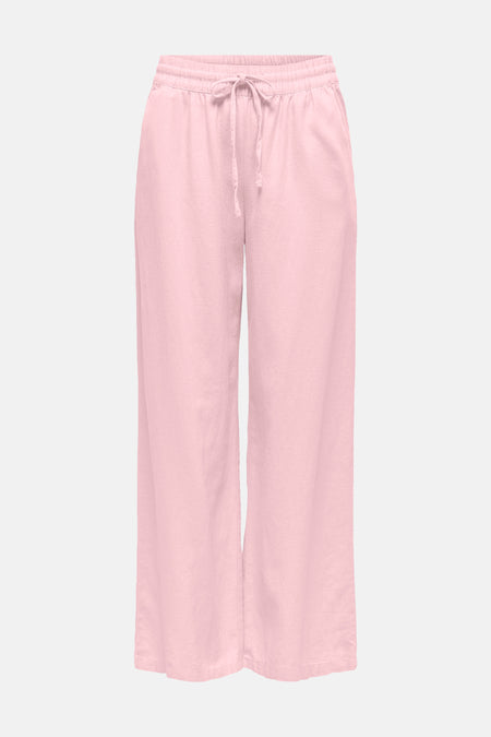 Pantalon rose de JDY avec une ceinture élastique et un détail cordon de serrage.