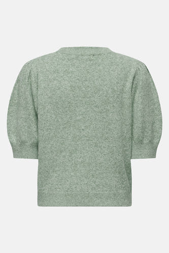 Pull vert avec col rond de ONLY, à manches courtes et effet bouffant.