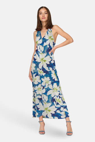 Robe sans manches - bleue d'ONLY, avec imprimé fleuri.