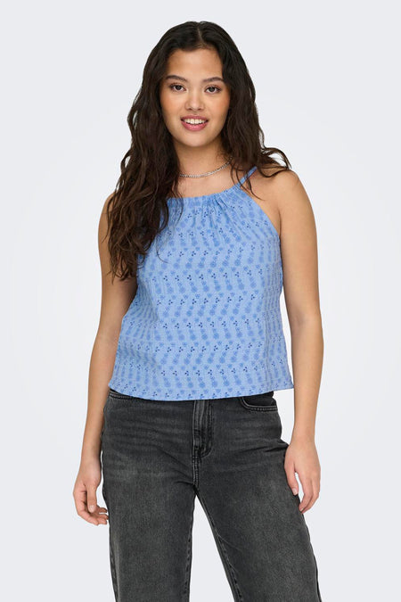 ONLTHYRA LIFE HALTERNECK EMB TOP WVN