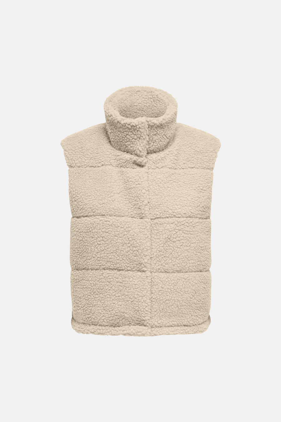 Doudoune sans manches beige clair brossée de ONLY® avec col montant et panneaux cousus, vue de face